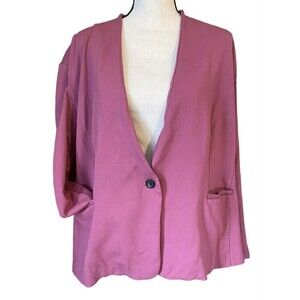 RYAN Wylde Cardigan Women's Size 5X Purple Lilac One Button Closure Pockets